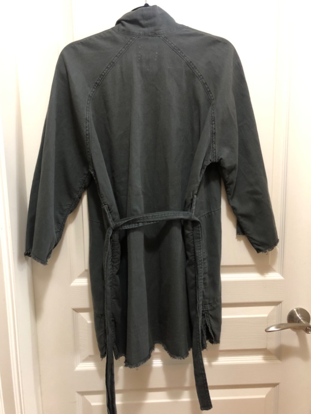 Wilfred cotton belted kimono sz Med frayed trim and sleeves - Picture 3 of 8